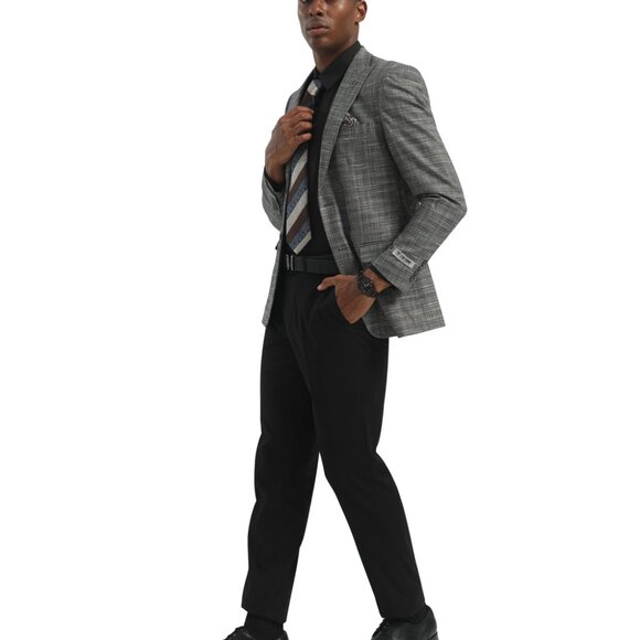 Grey Plaid Peak Lapel Stacy Adams Men's Jacket - Picture 4 of 4